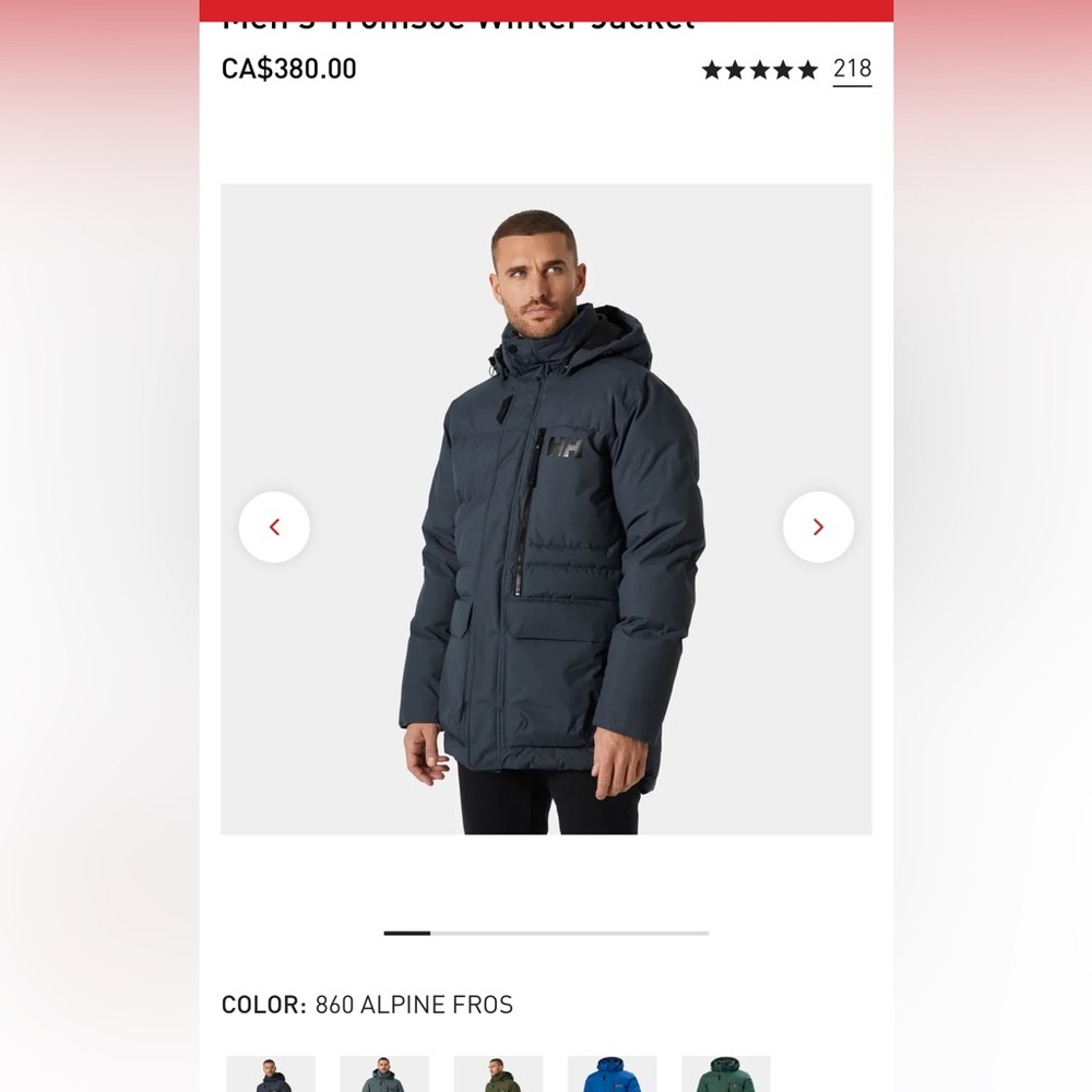 NWT Helly  Hansen Tromsoe winter jacket/coat. Small North Sea Blue